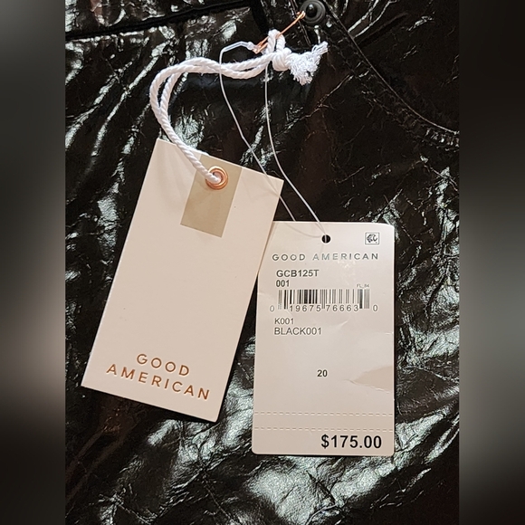 Good American Faux Leather Flare Pants Black Crinkle Gloss Size 20 NWT - Picture 6 of 7